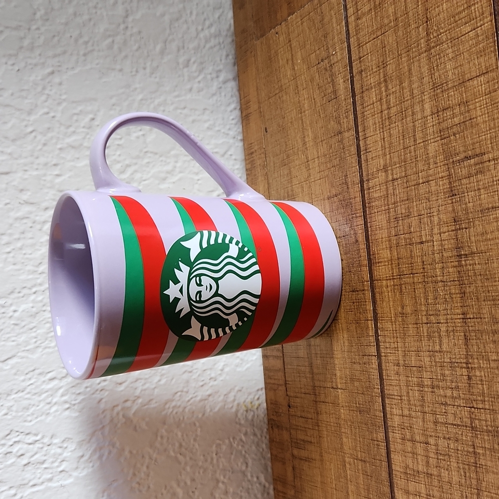 Starbucks 2020 Holiday Purple with red & green stripes Mug 11 oz